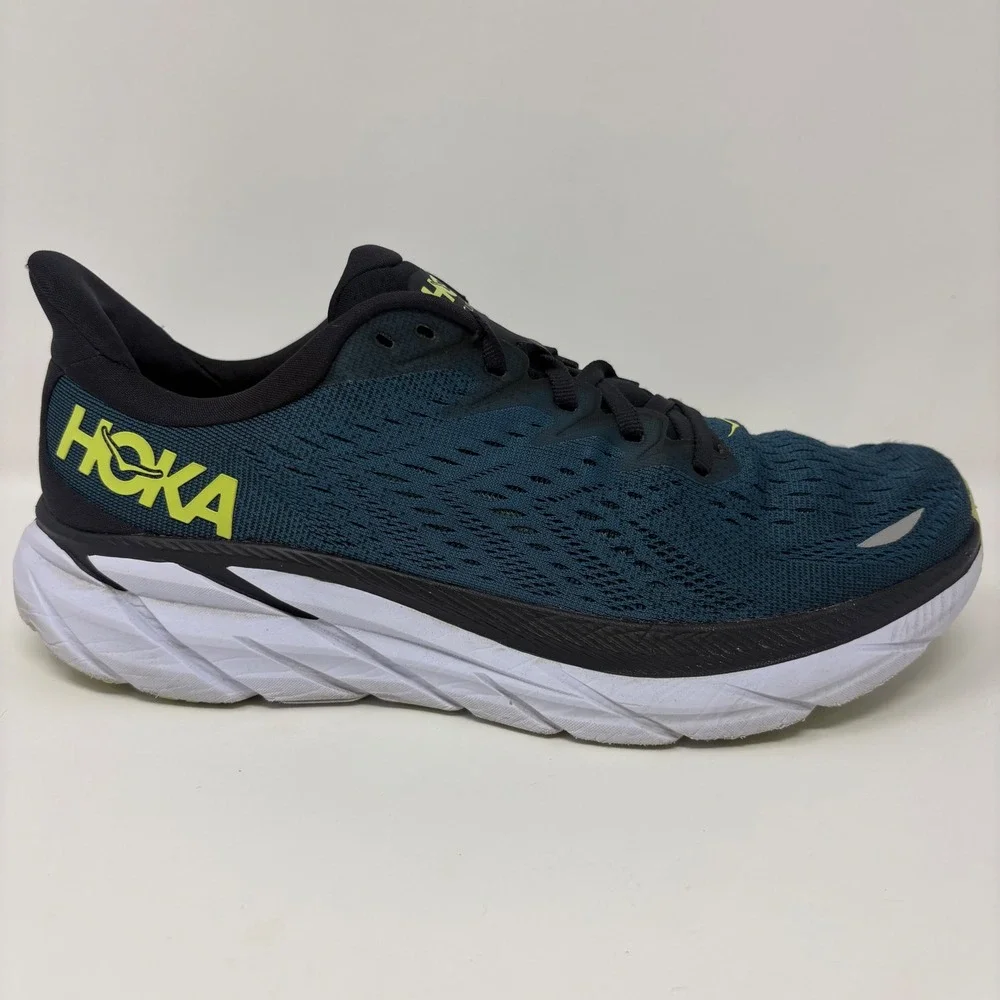 Hoka Clifton 8 Mens Size 10 Blue Green Athletic Running Shoes Sneakers
